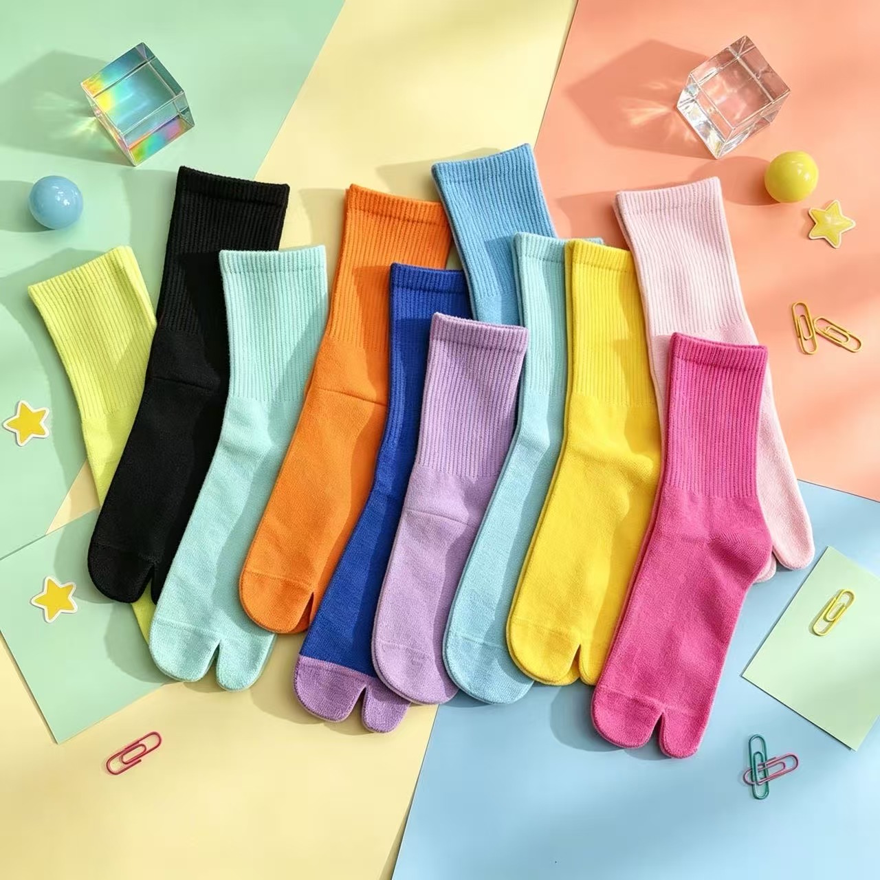 Toe Sock Split - Şeker Rengi, Diz Altı Tabi Çoraplar,