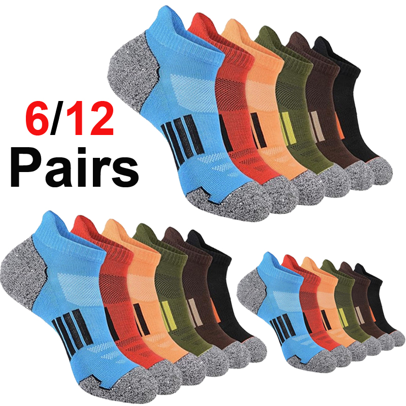 Ankle Sock Low Cut - 6/12 çift erkekler canlı renkli şeritli